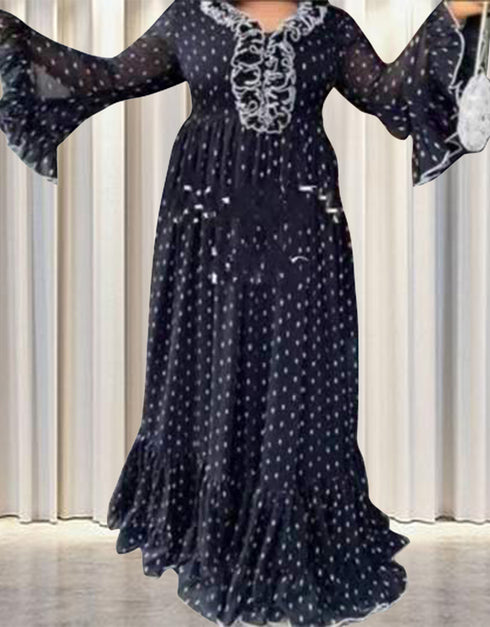 Lotus Sleeve Abaya Dress in Dubai Arabic Caftan Style